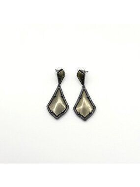 Kendra Scott Lux Alexa Pyrite Drop Earrings Geometric Design